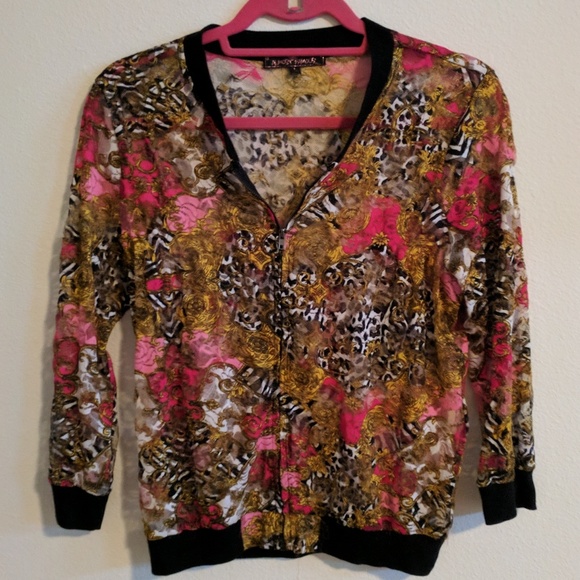 💲💲Mesh Animal Print, Tribal Zip-up - Picture 1 of 4